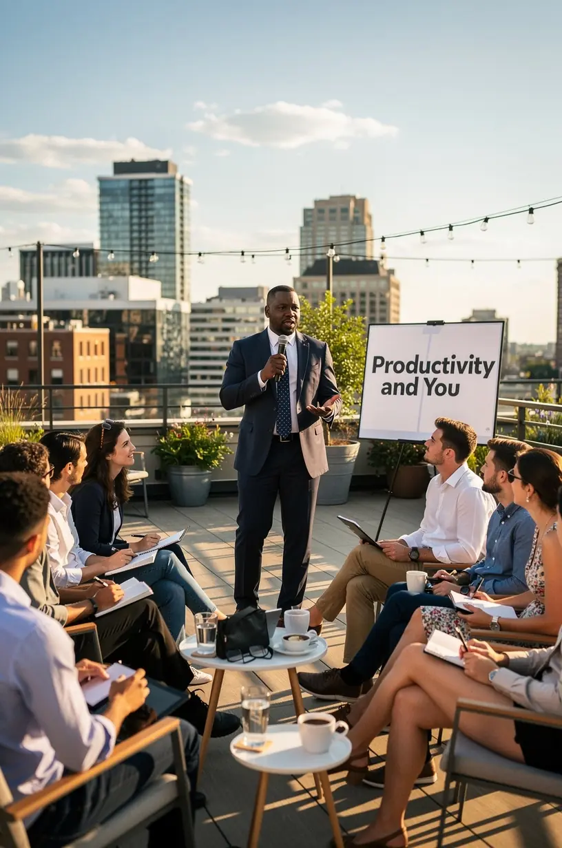 Person managing tasks under stress at a desk.